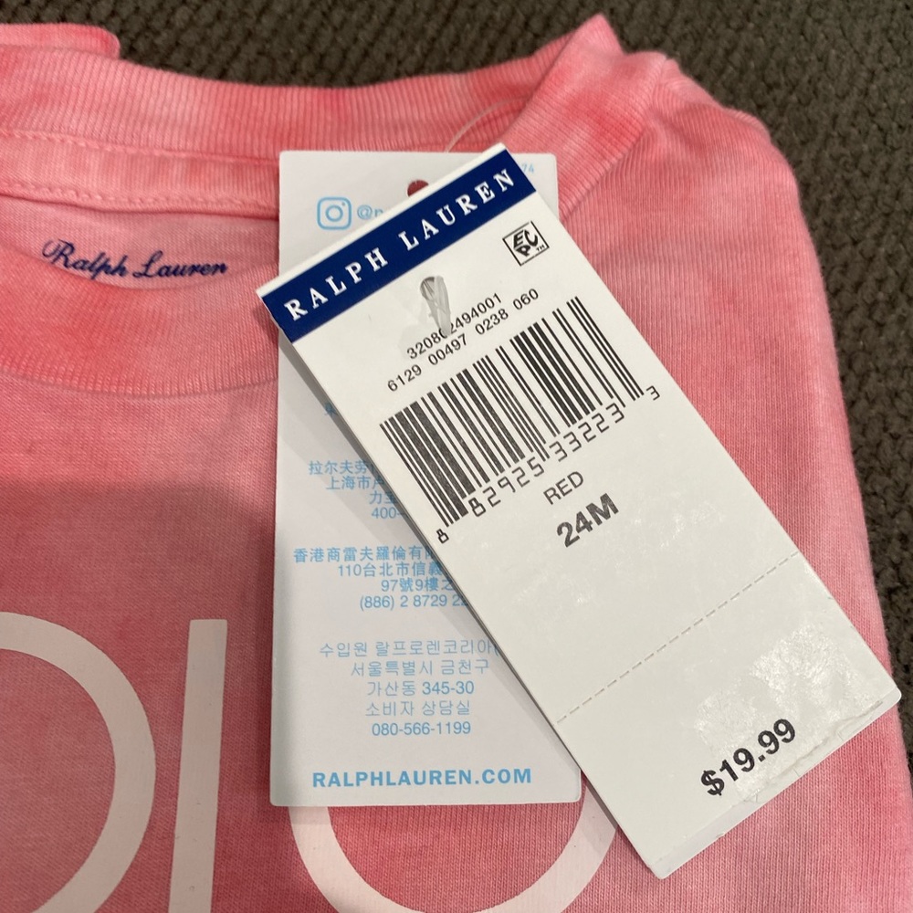 Polo Ralph Lauren girls pink shirt new 24 months